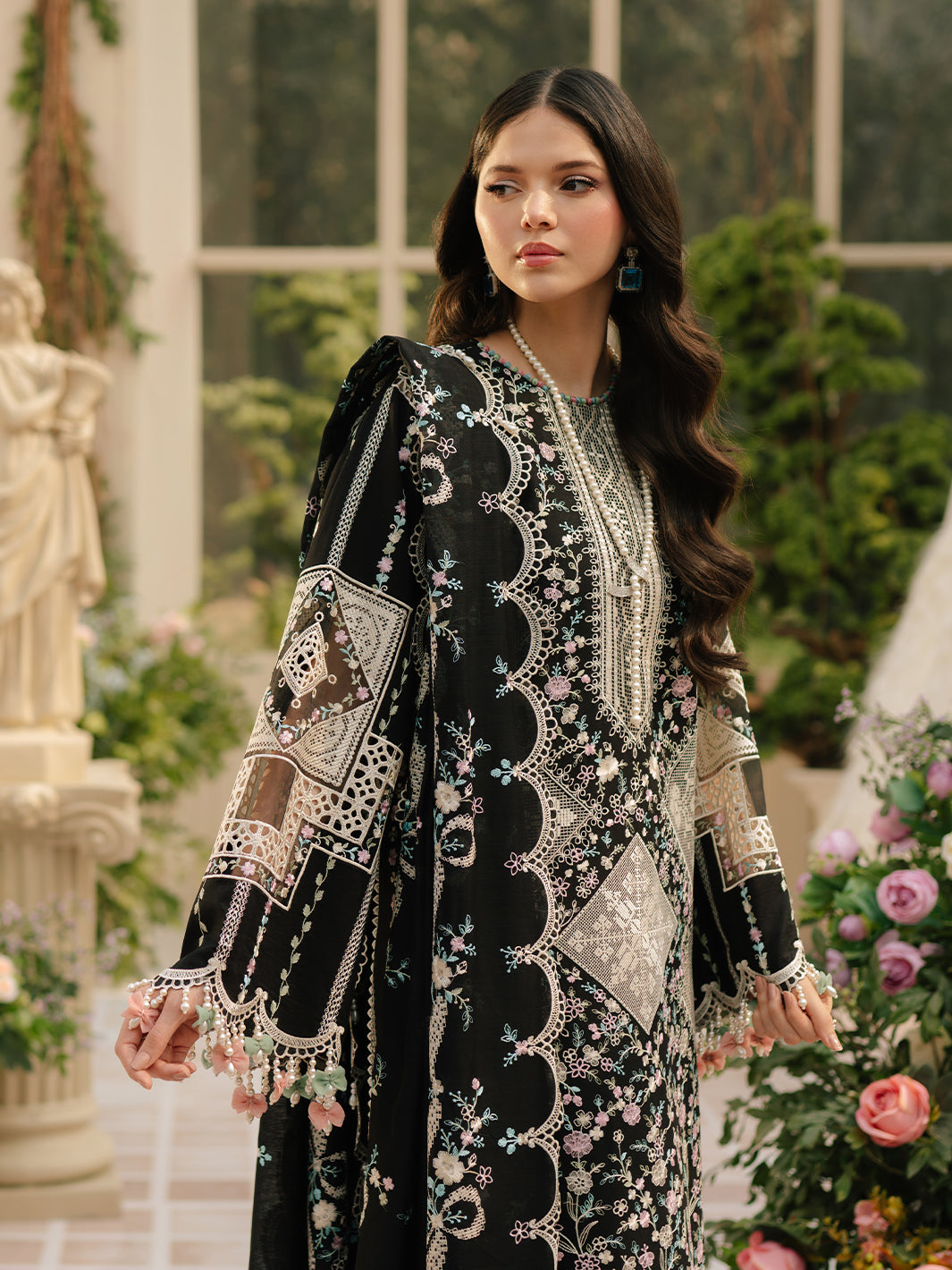 Bin Ilyas | Freesia Embroidered Lawn 25 | 103 - B S Black Lawn