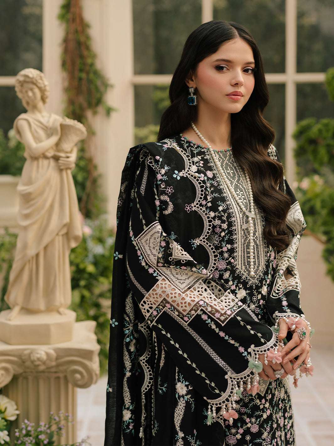 Bin Ilyas | Freesia Embroidered Lawn 25 | 103 - B L Black Lawn