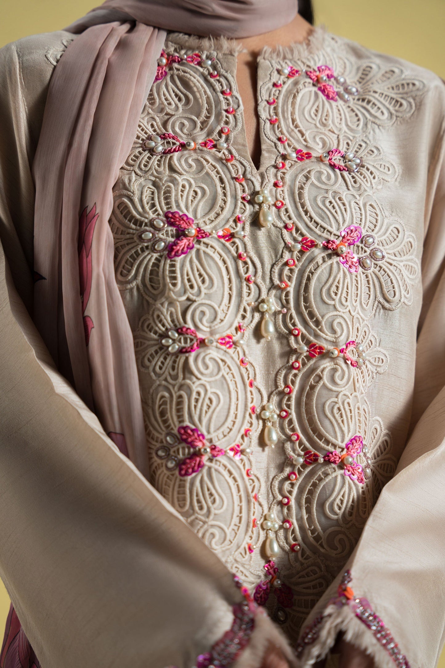 Ammara Khan | Sia 25 | D-03 M Beige Blended Silk