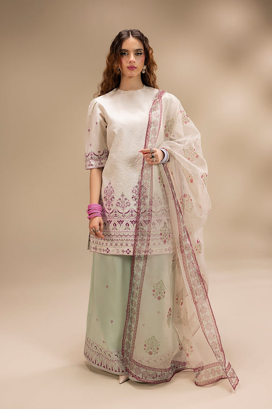 Erum Khan | Lillia Summer Edit | Pearl Blush XS Off White Korean Silk