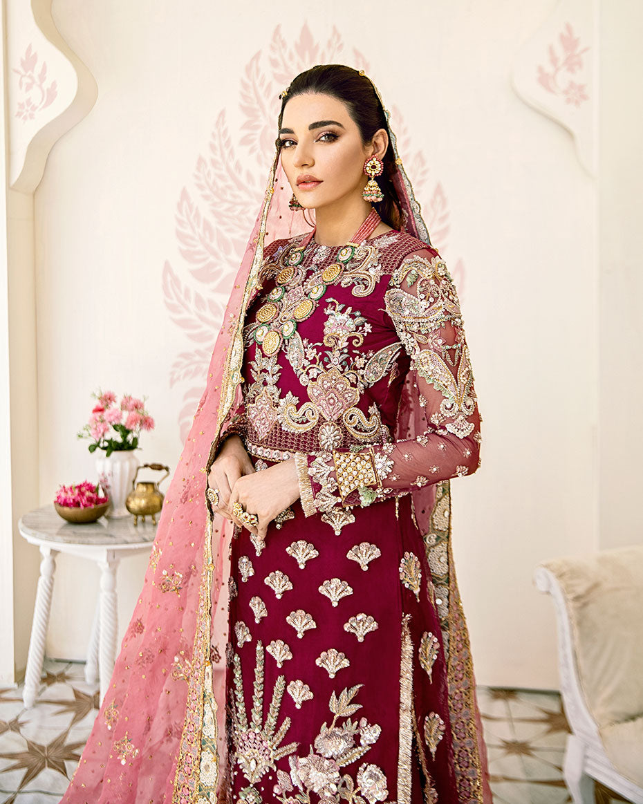 Gulaal | Wedding Formals | Pois Embroidered Net 3-Piece Suit WS-08 - Pakistani Designer Dress - by Gulaal | Type: Bridal - 100% Original at Saira Sultan