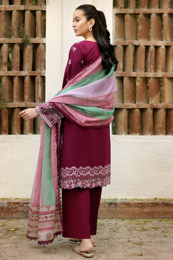 Farasha | Summer Weaves Embroidered Lawn | Satin Ruby S Berry Lawn