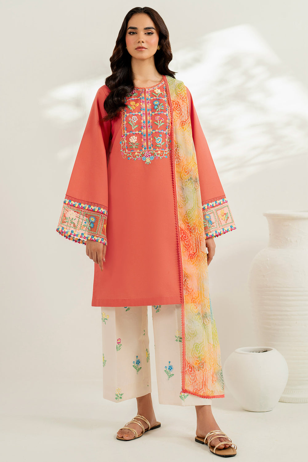 Farasha | Thread Lines Embroidered | Suncharm Glow - Pakistani Designer Dress - by Farasha - Type : Ladies Clothes - 100% Original at Saira Sultan