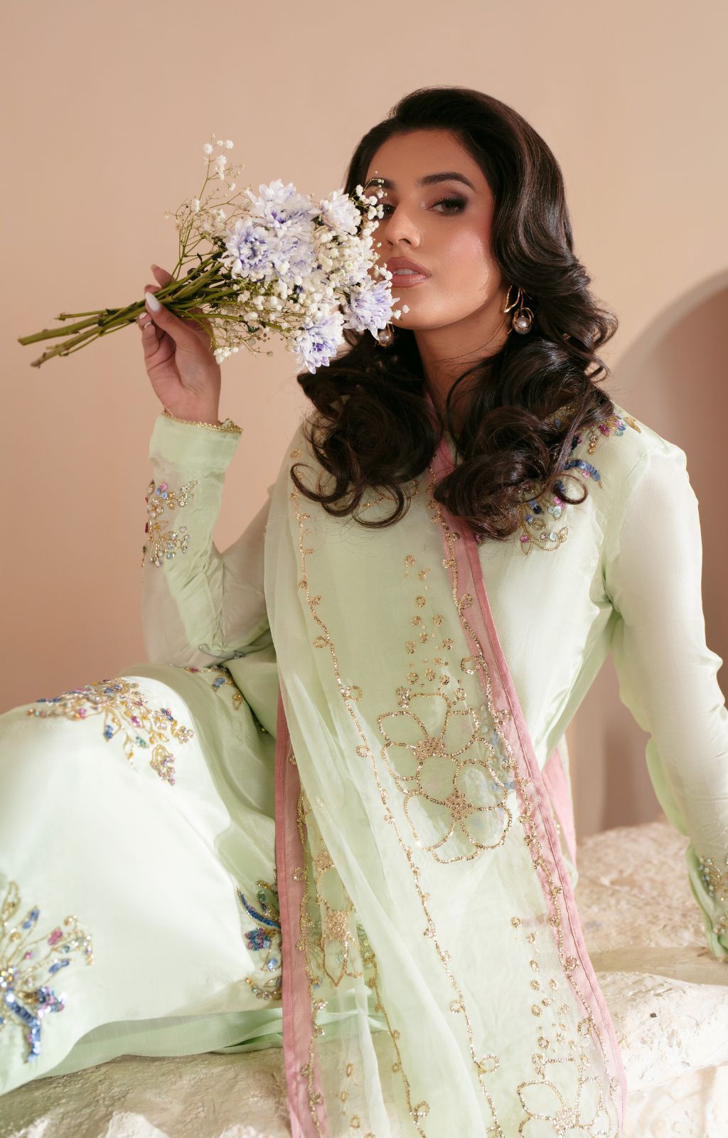 Ajr Couture | Symphony Luxe Festive 25 | Ethereal L Mint Green Tissue Silk