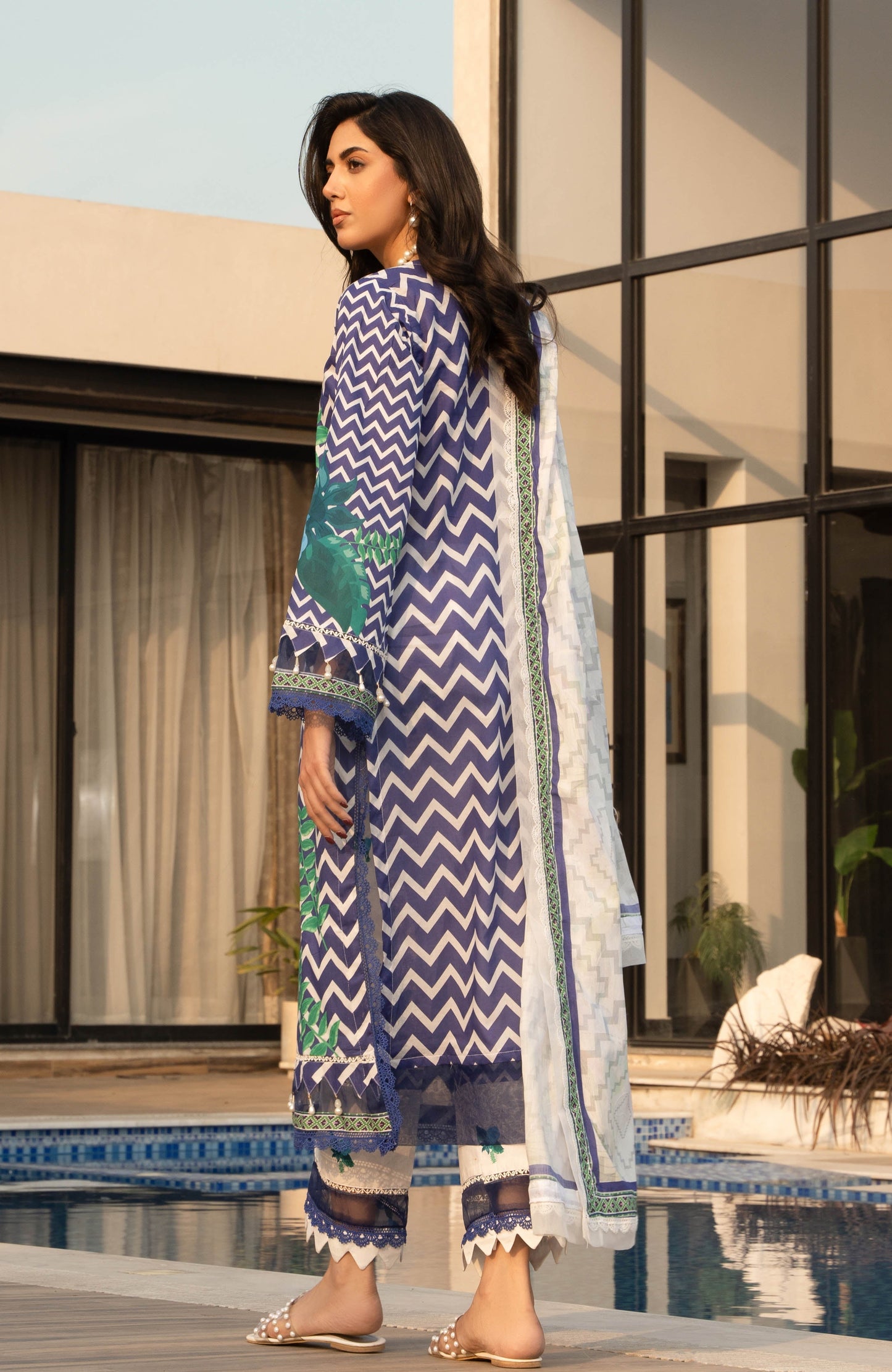 Alzohaib | Premium Prints 25 | AZP-25-11 S Navy Digital Printed