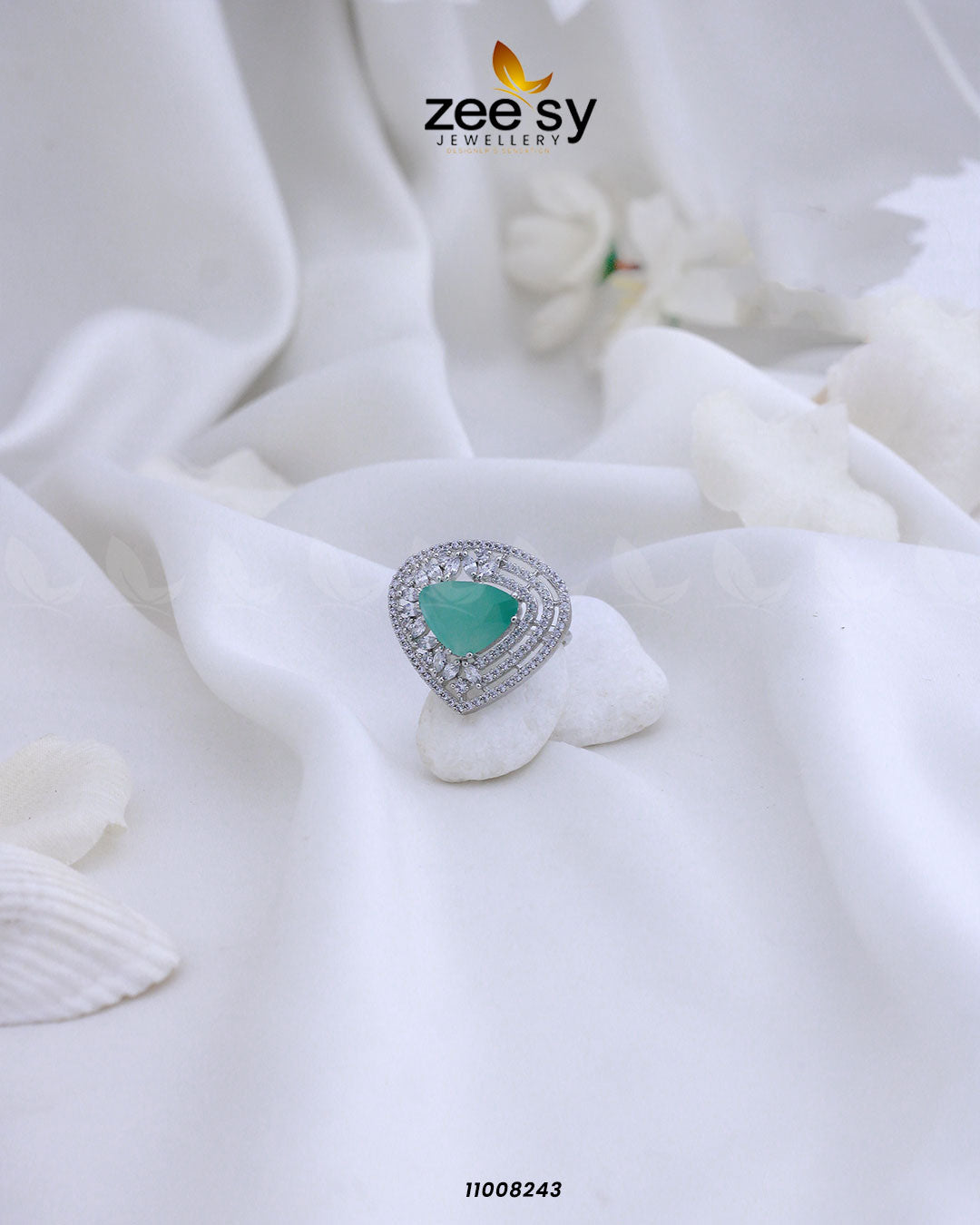 Ring-8279 Silver Mint Green