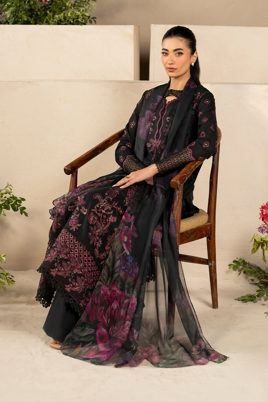 Iznik | Festive Lawn 25 | EFL-03 Custom Size Black Lawn