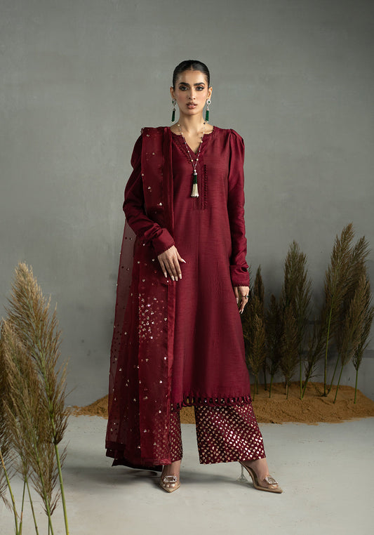 Zarqash | Silk Edit | ZQS 018 ROSE ROUGE S Red Raw Silk