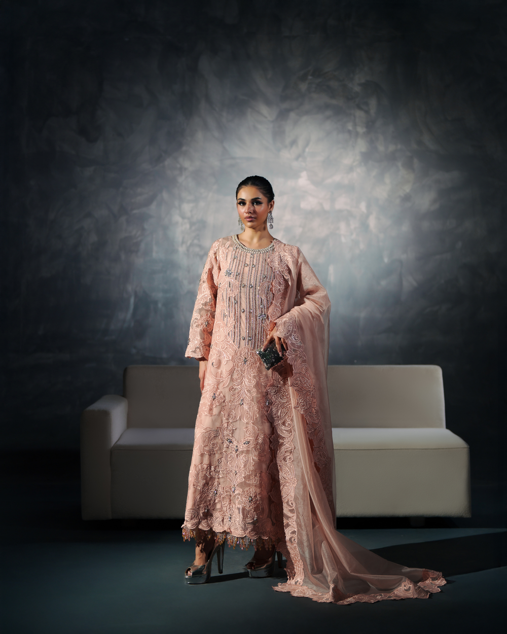 Vasal | Zyra Luxe Pret 26 | Peach Charm - Pakistani Designer Dress - by Vasal - Type : Ladies Clothes - 100% Original at Saira Sultan