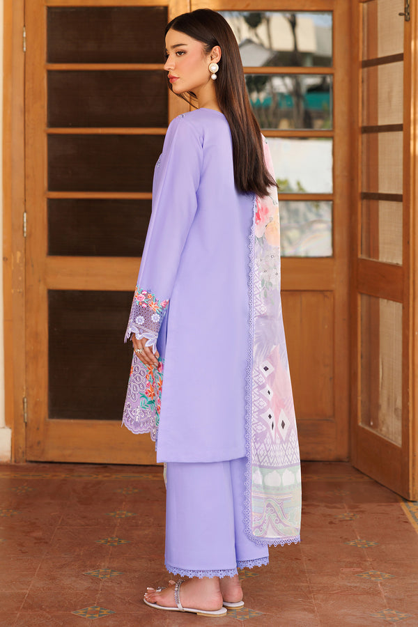 Farasha | Summer Weaves Embroidered Lawn | Lavender Dew S Lavender Lawn