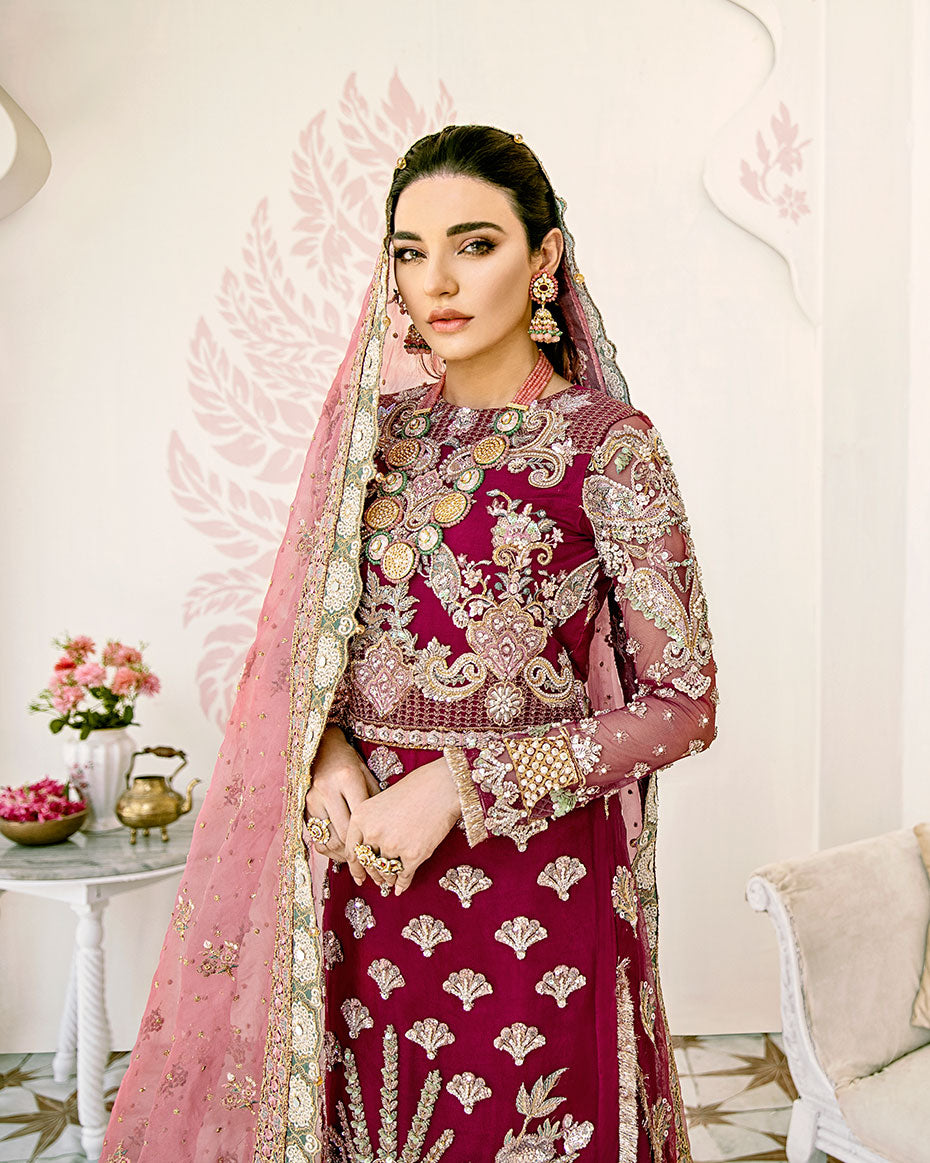 Gulaal | Wedding Formals | Pois Embroidered Net 3-Piece Suit WS-08 - Pakistani Designer Dress - by Gulaal | Type: Bridal - 100% Original at Saira Sultan