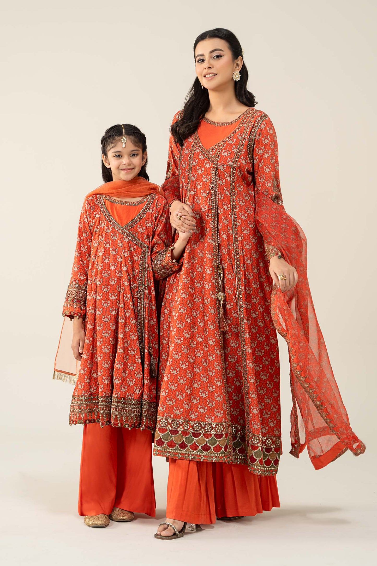 Maria B | 3 Piece Printed Linen Suit | MKD-W24-16 6-Apr Orange