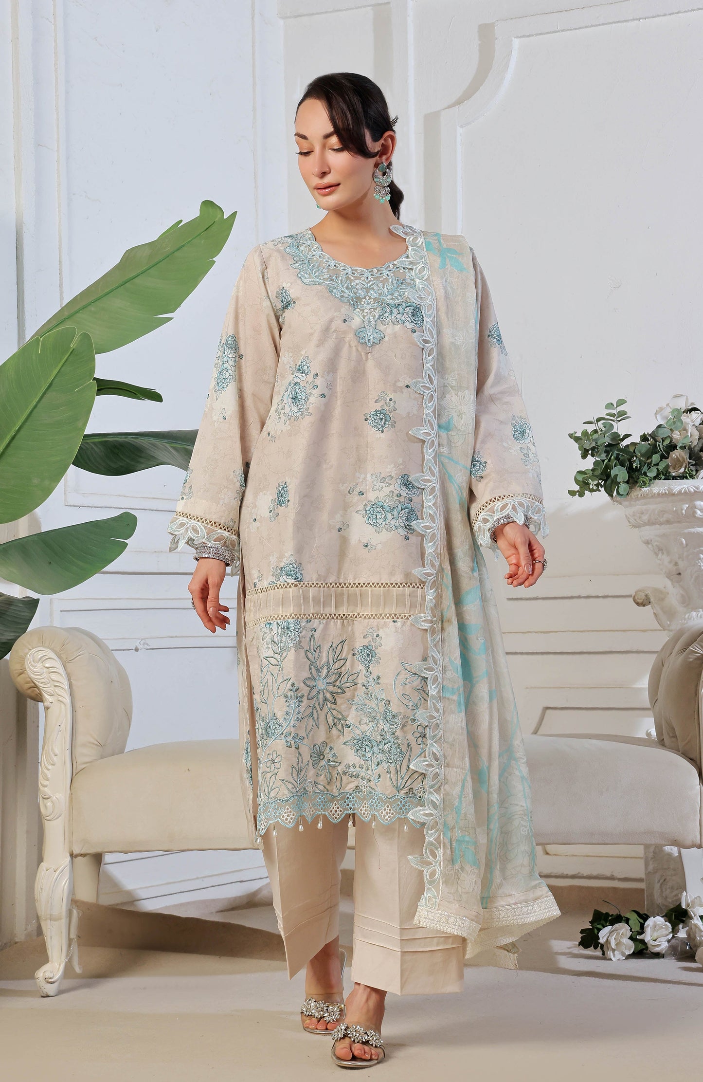 Al Zohaib | Applique Kari Cutwork Edit 25 | ACE-25-12 M Pale Brown Chikankari