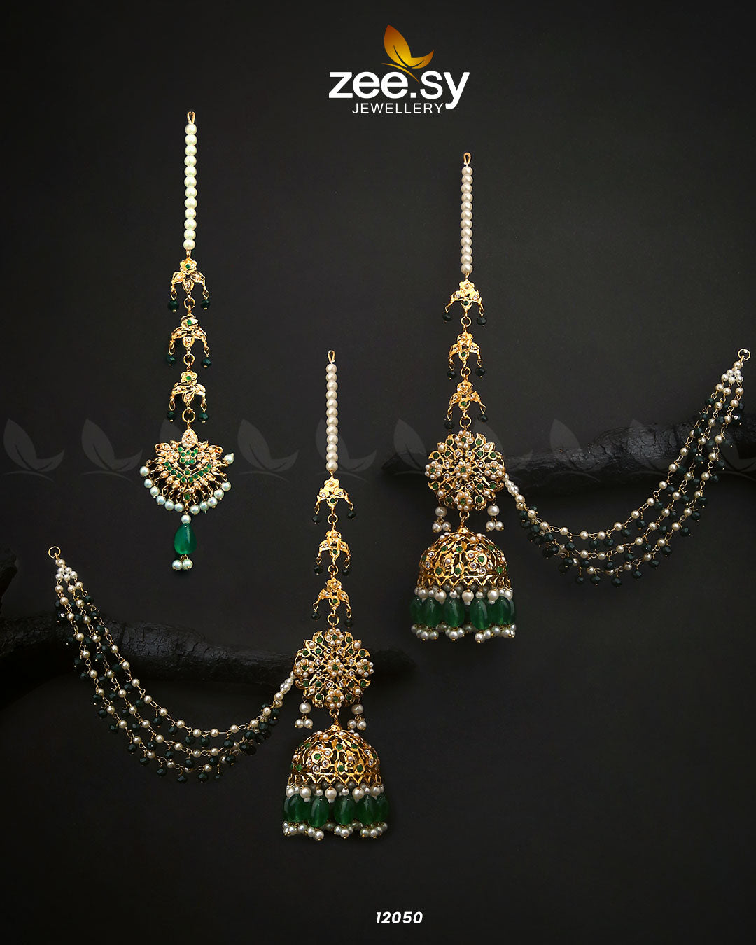 Glamourous Jhumka Earrings Emerald Green