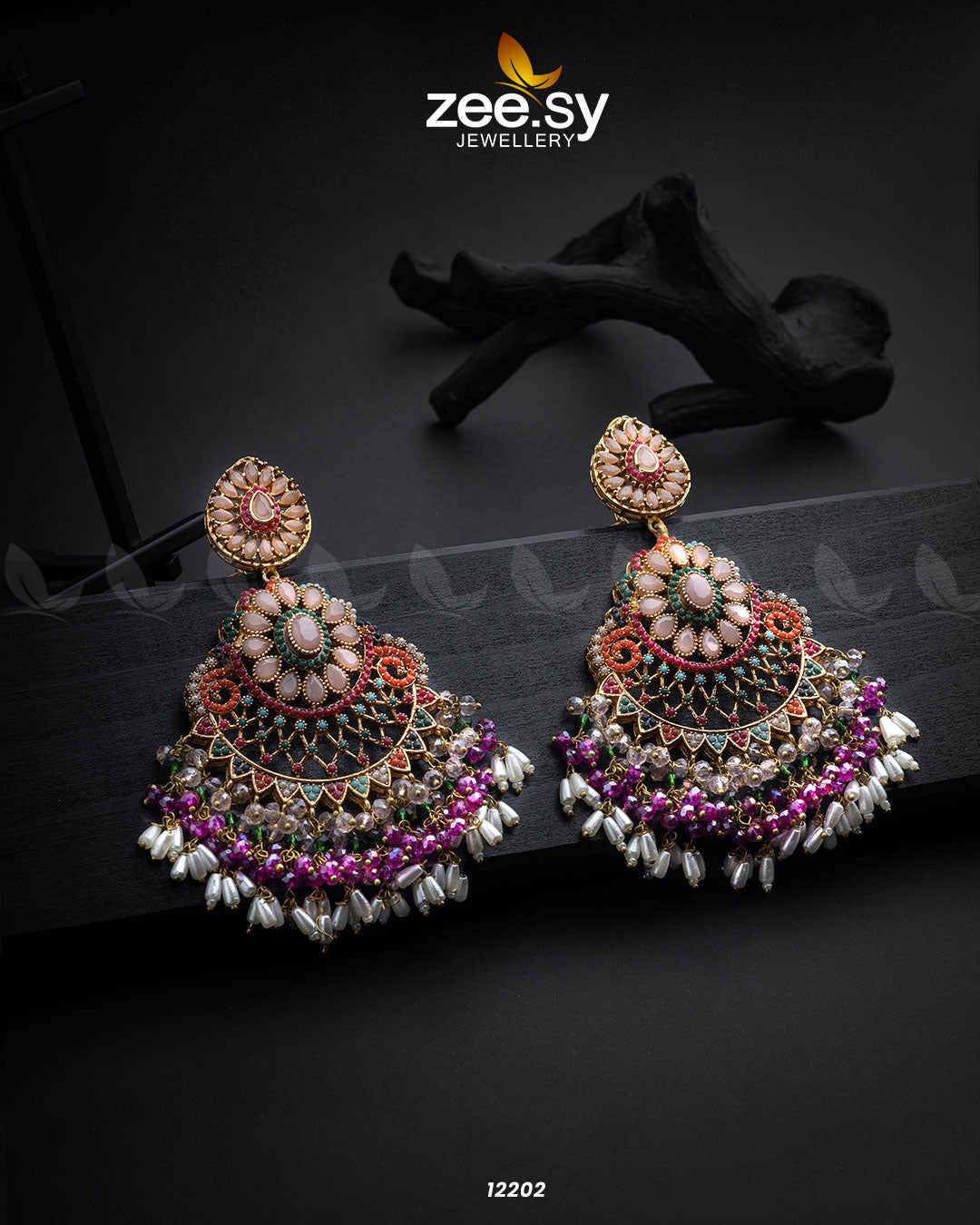 Lahza Naurattan Earrings Mint Pink
