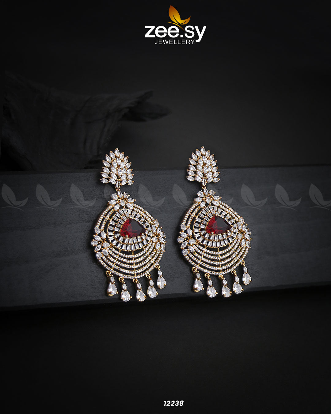Earrings-0559 Golden Red