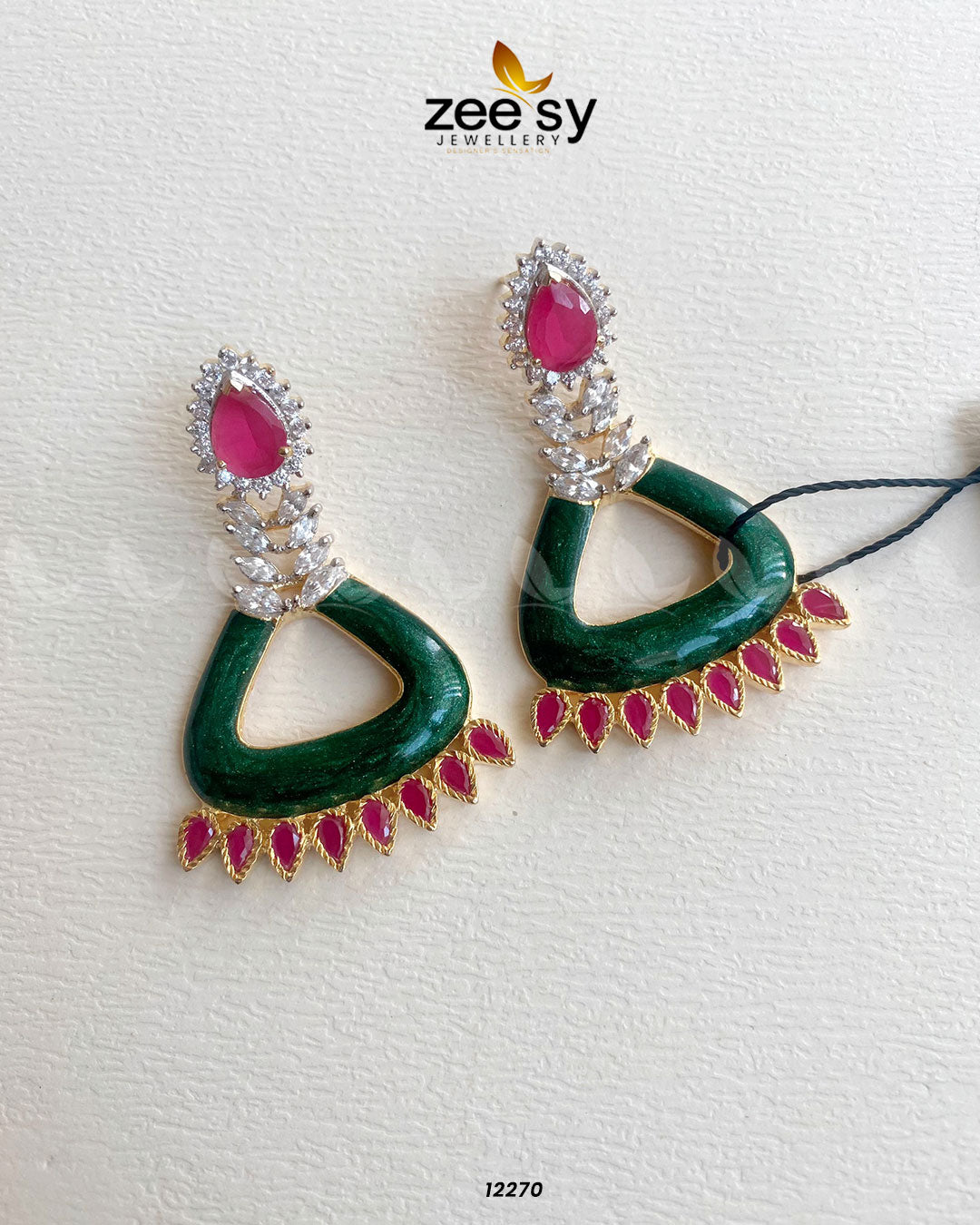 Earrings-0586 Green & Red