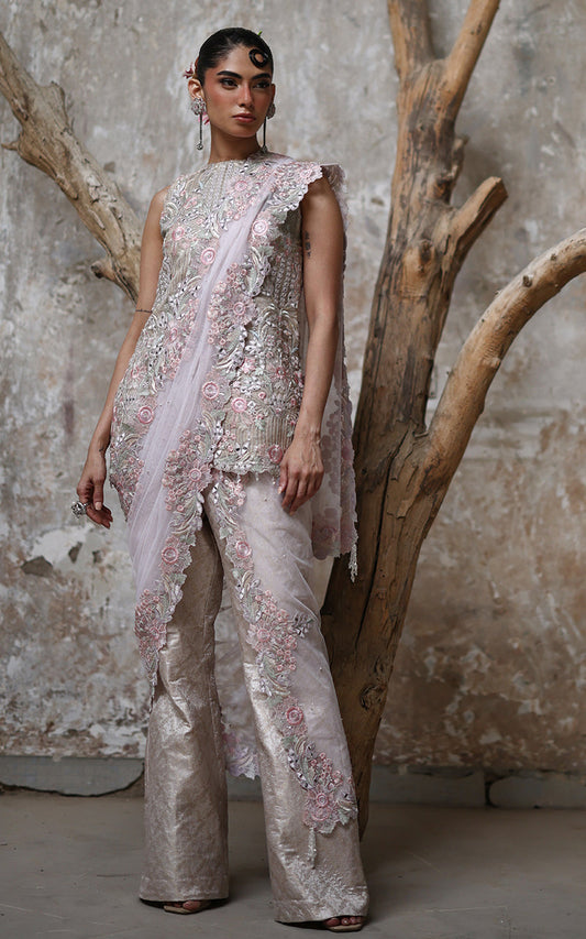 Threads and Motifs | Formal Dresses 25 | Organza Embroidered Shirt - Pakistani Designer Dress - by Threads and Motifs - Type : Ladies Clothes - 100% Original at Saira Sultan