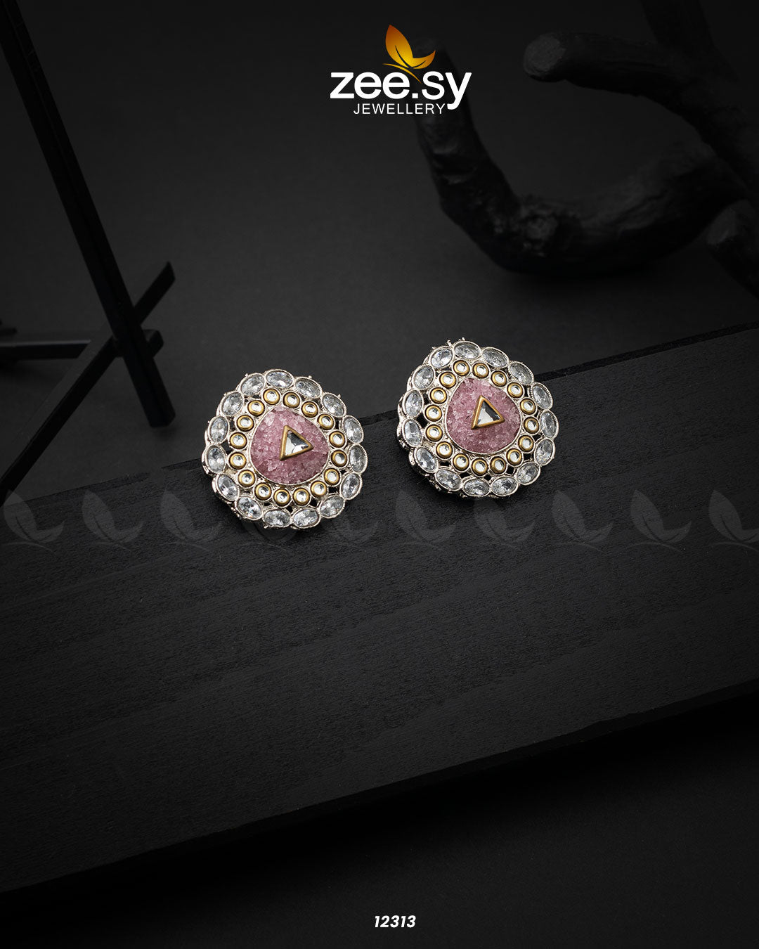 Granite Earrings Pink