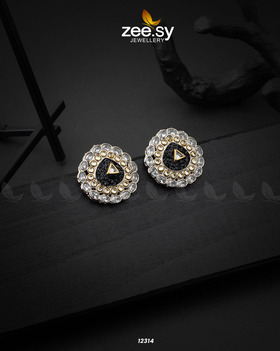Granite Earrings Black