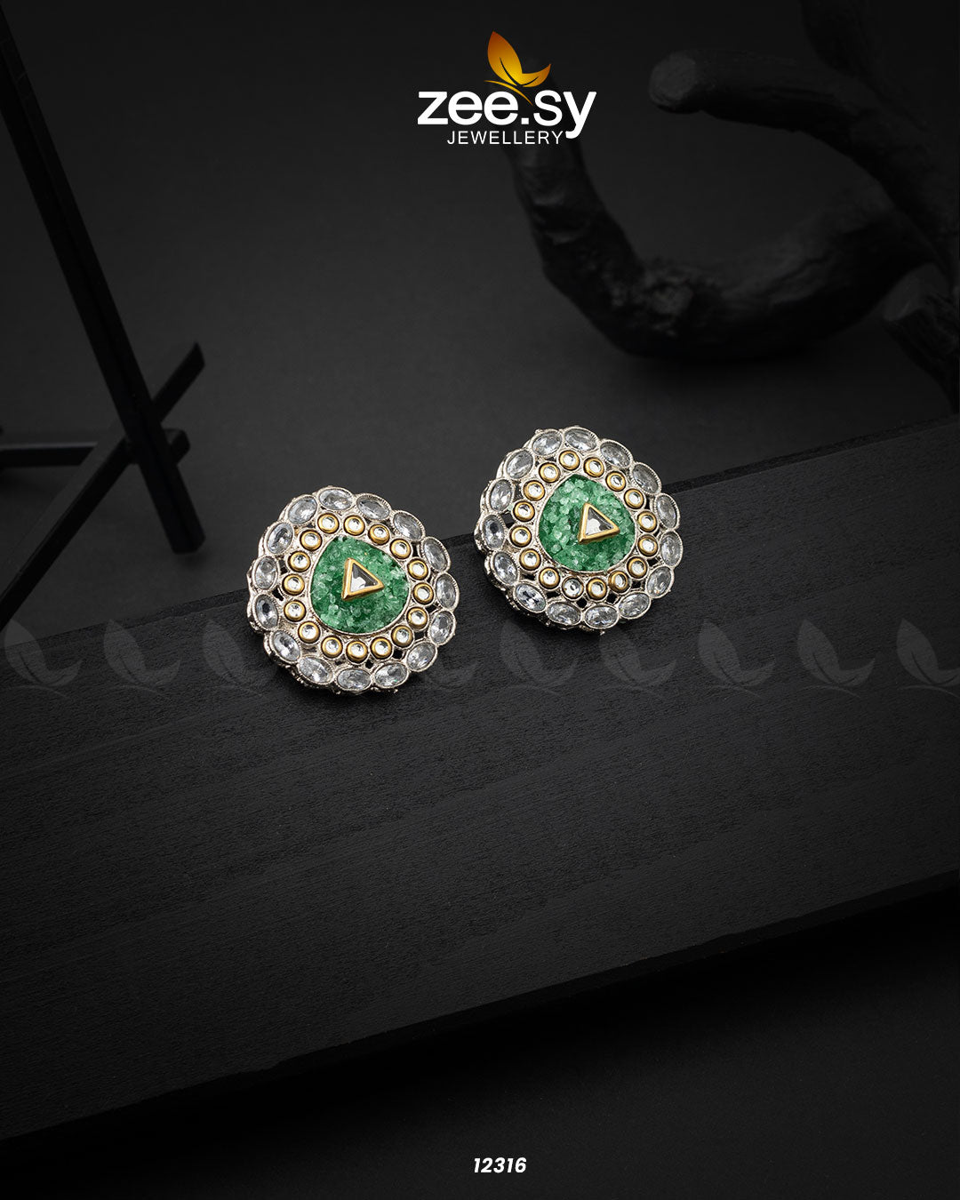Granite Earrings Green
