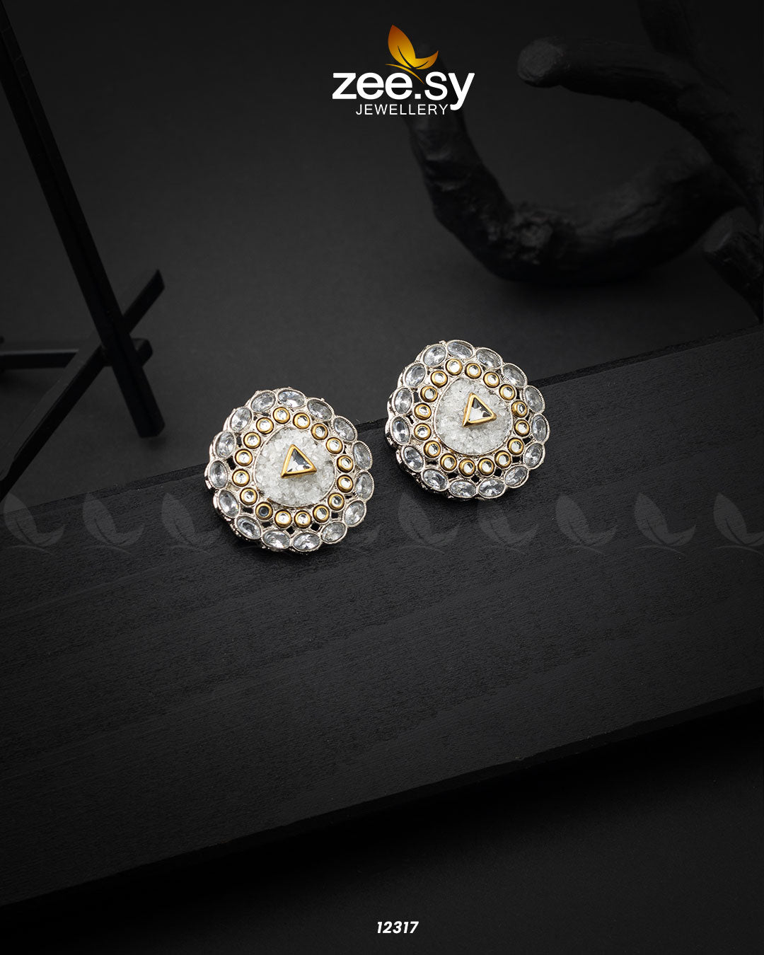 Granite Earrings White