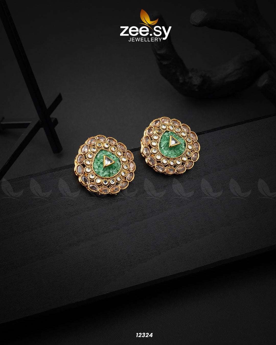 Pebble Earrings Green