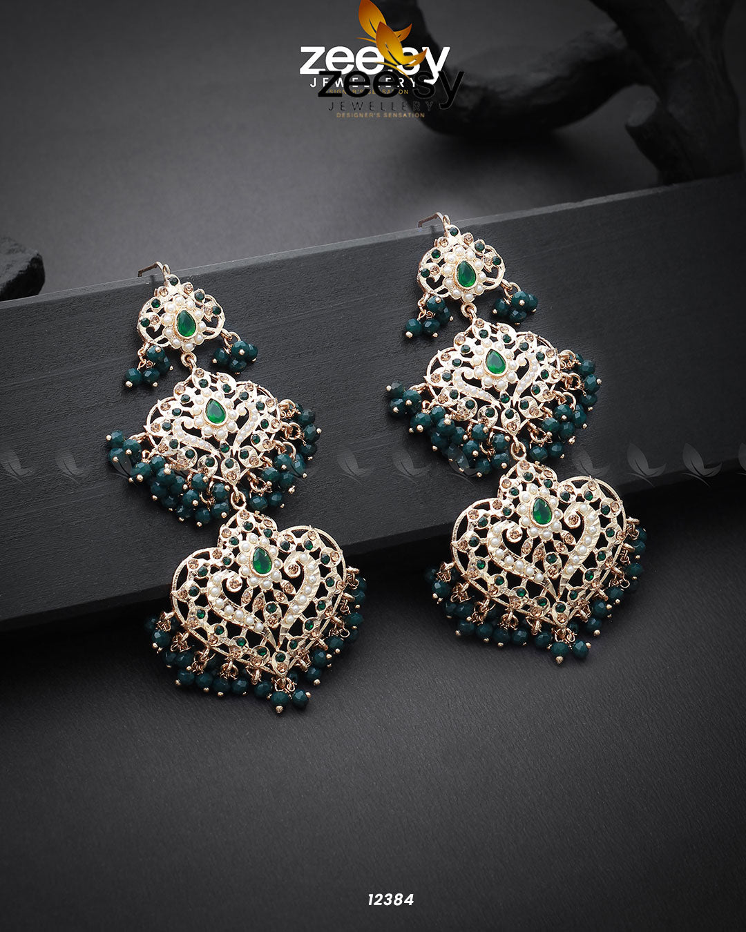 Keerthi's Earrings Golden Green