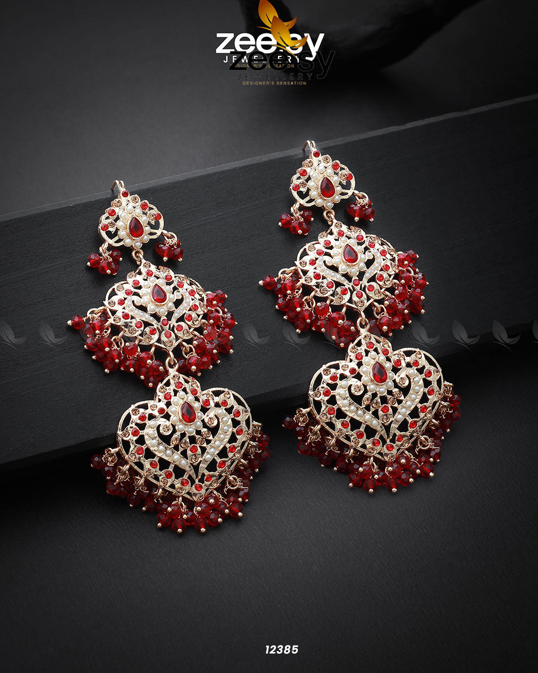 Keerthi's Earrings Golden Red