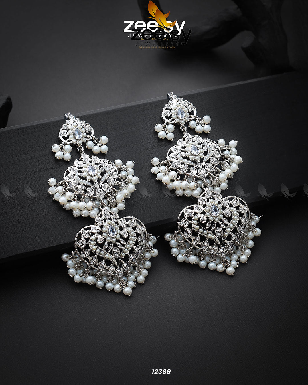 Keerthi's Earrings Silver Pearl