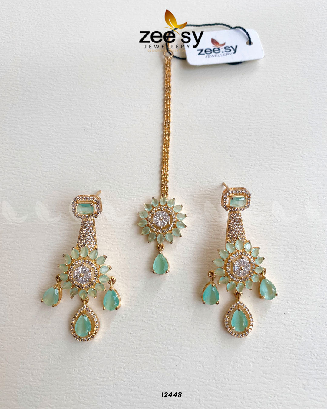 Earrings-0670 Golden Mint Green