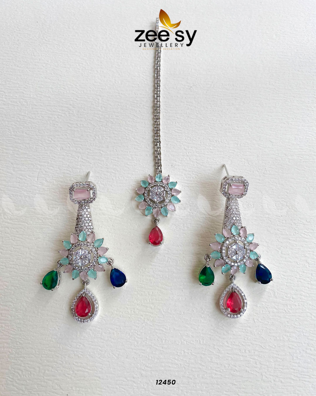 Earrings-0670 Silver Multi