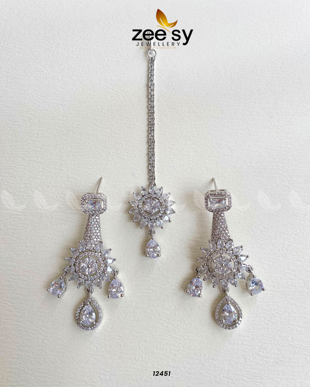 Earrings-0670 Silver White