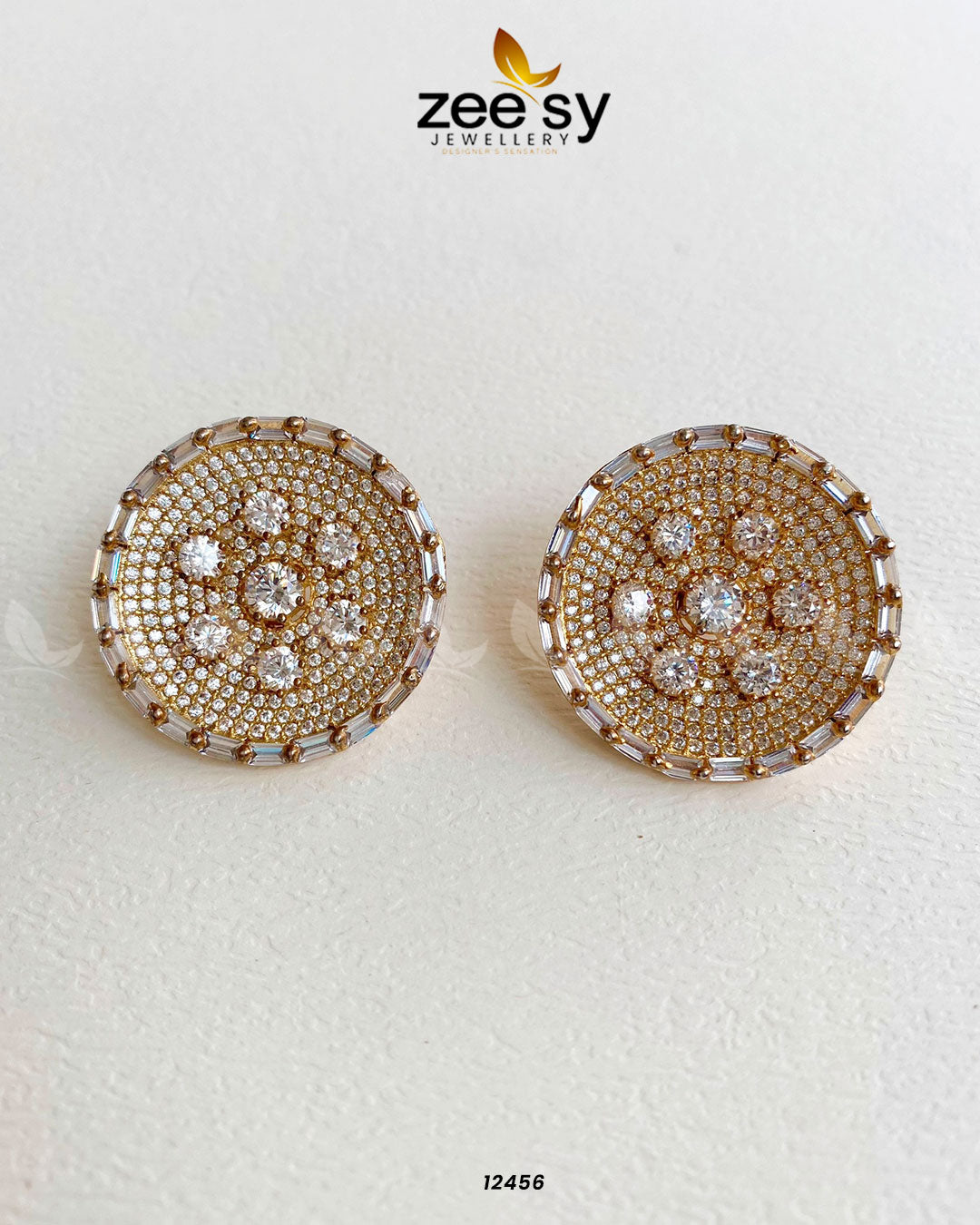 Studs Earrings Golden White