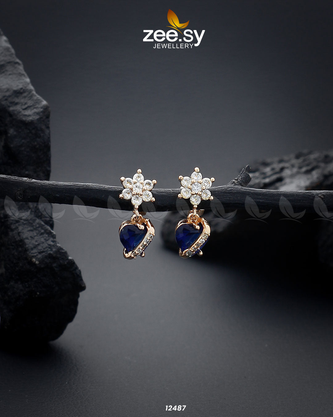 Heart Earrings Blue