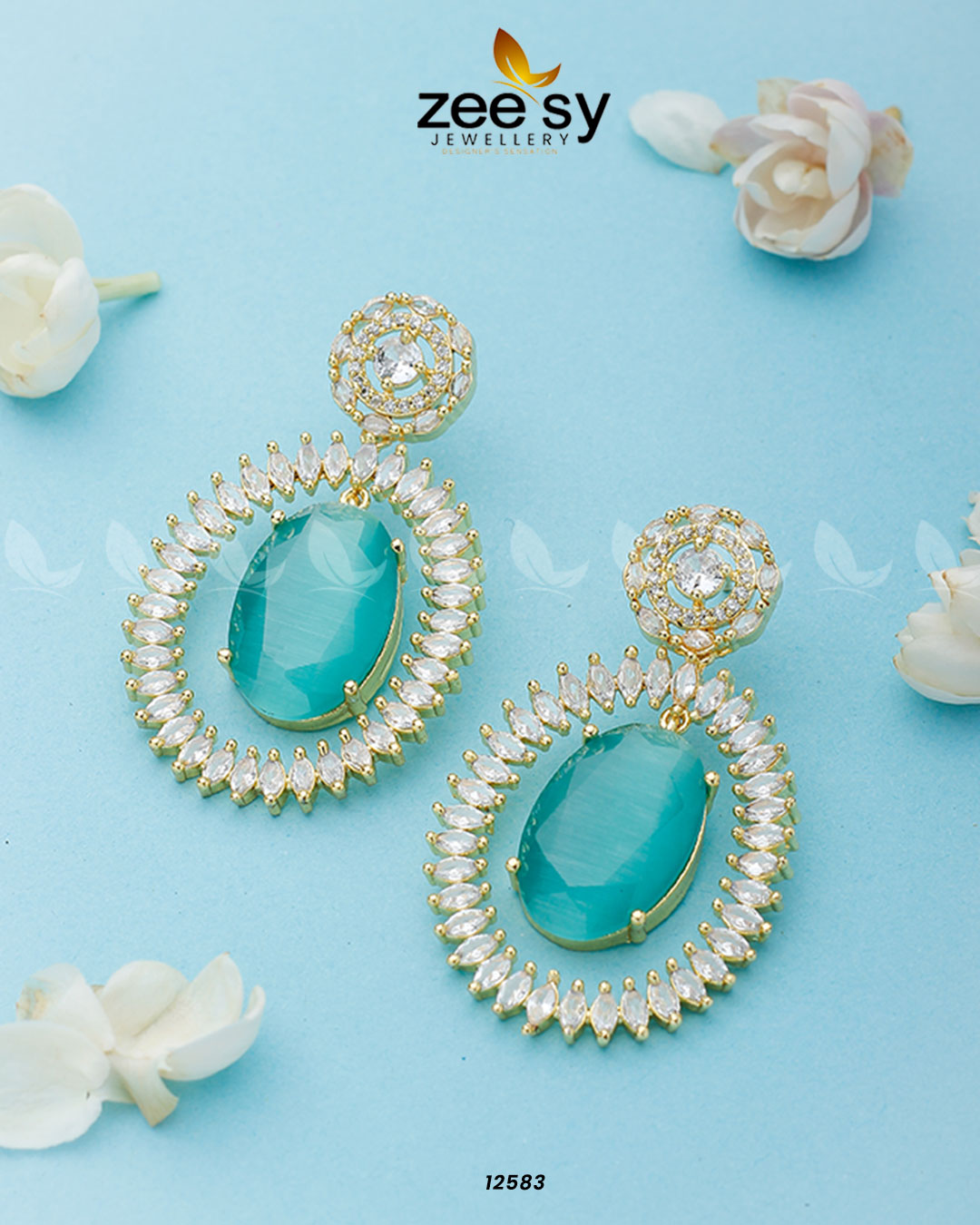 Victorian Earrings Golden Mint Green