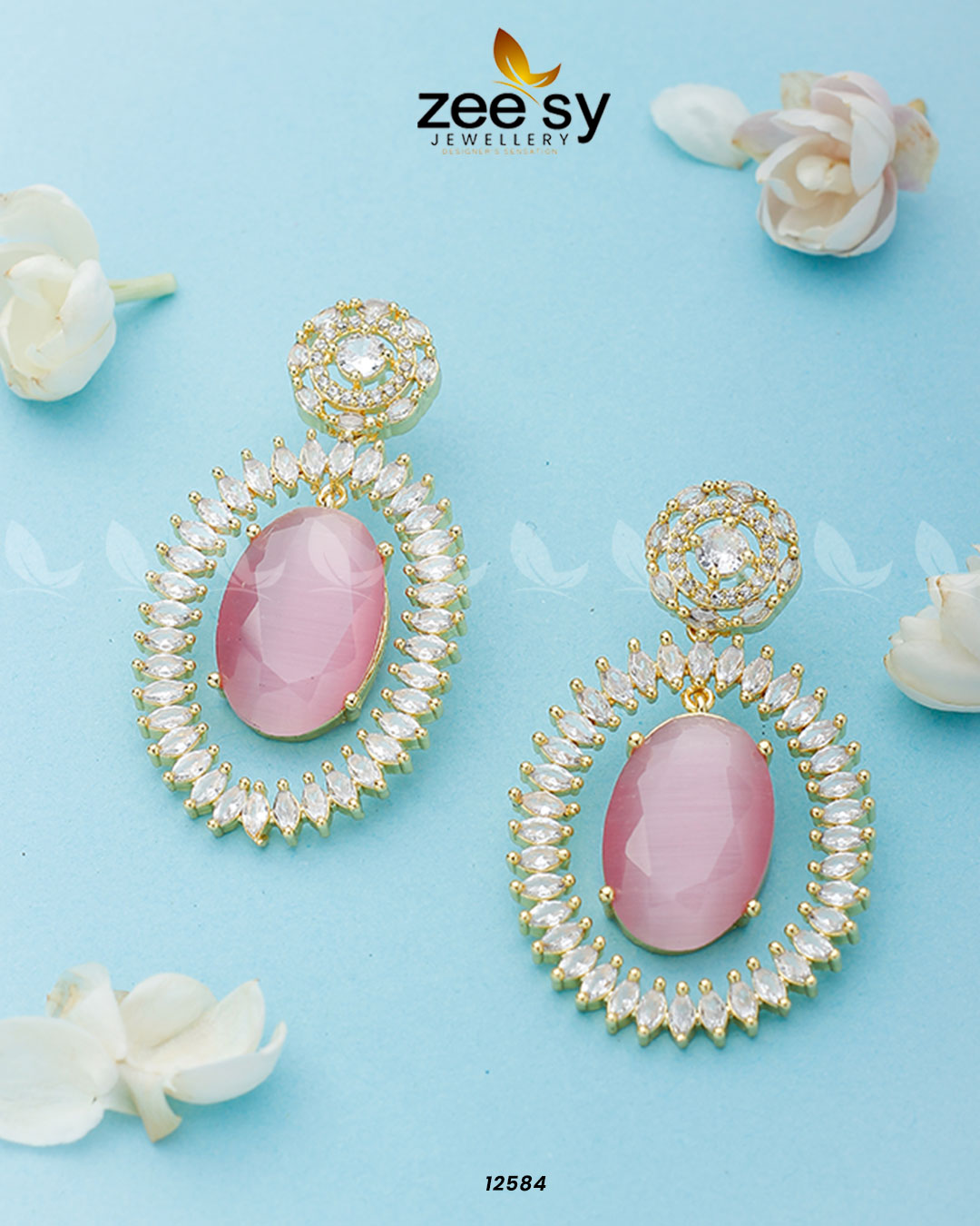 Victorian Earrings Golden Mint Pink