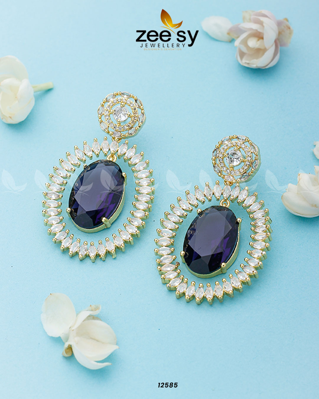 Victorian Earrings Golden Purple