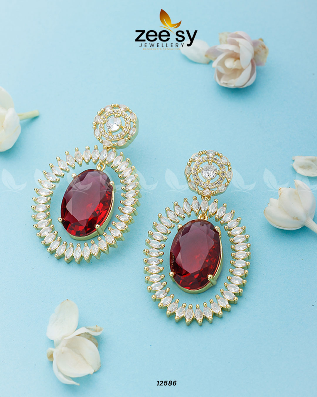 Victorian Earrings Golden Red