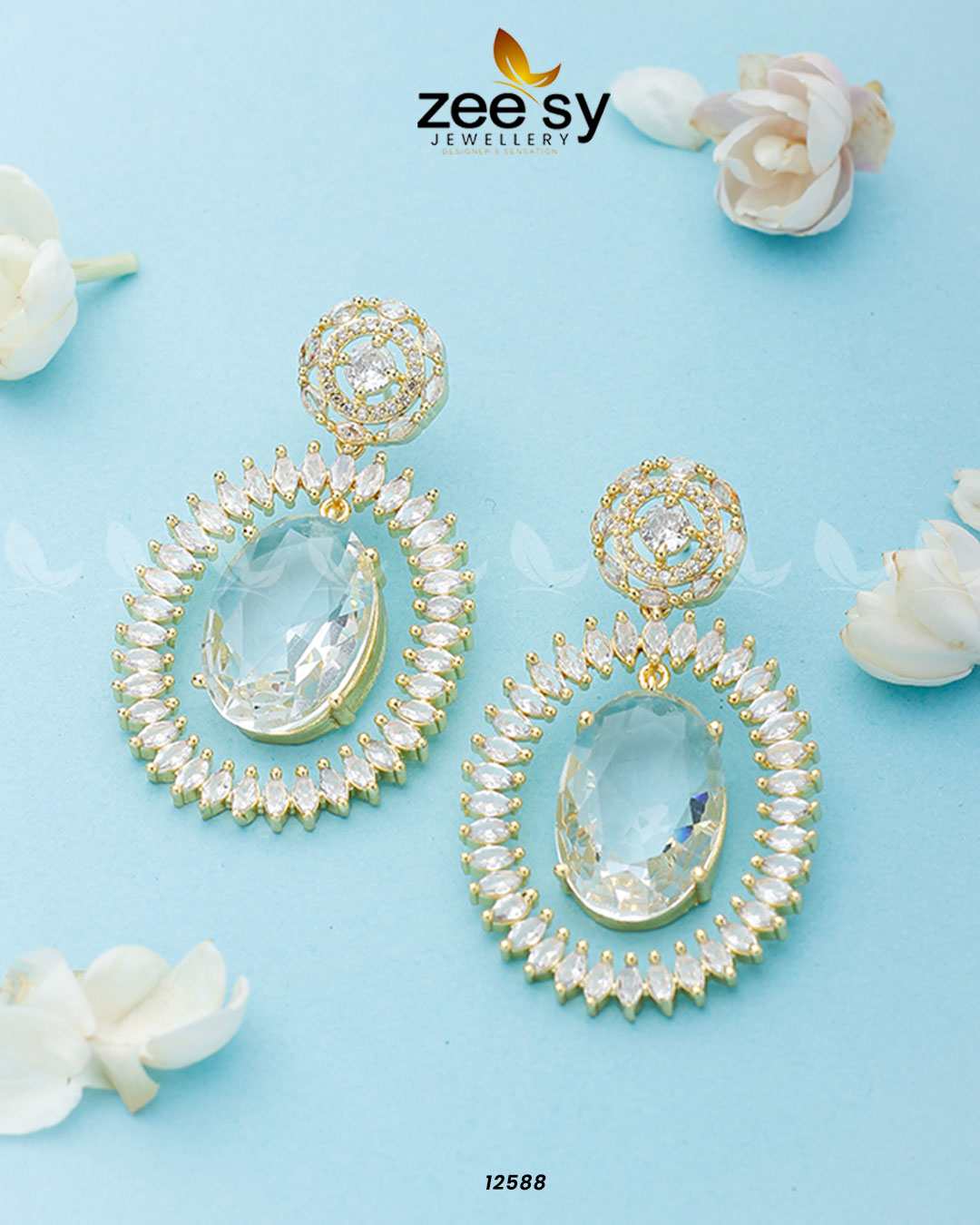 Victorian Earrings Golden White