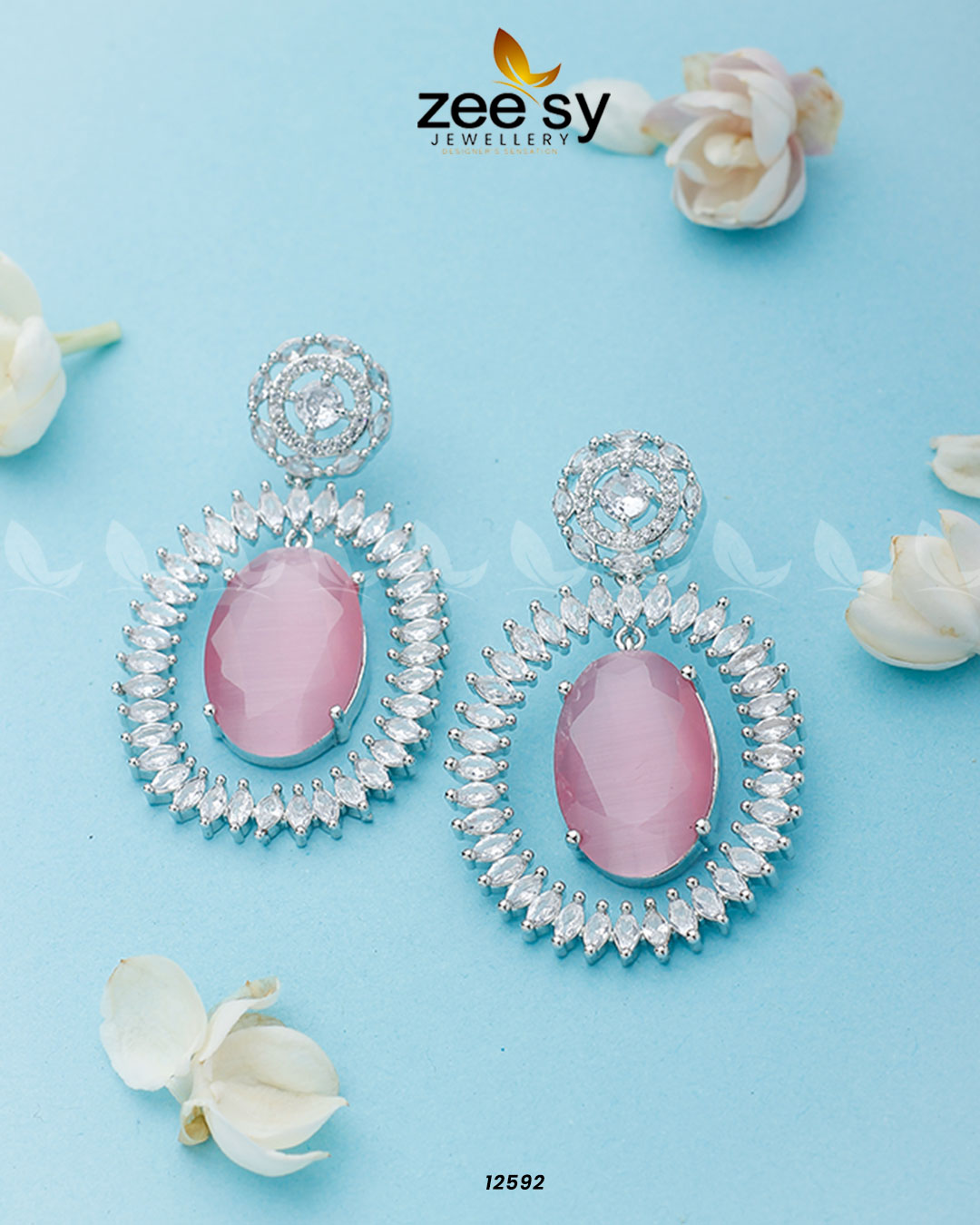 Victorian Earrings Silver Mint Pink