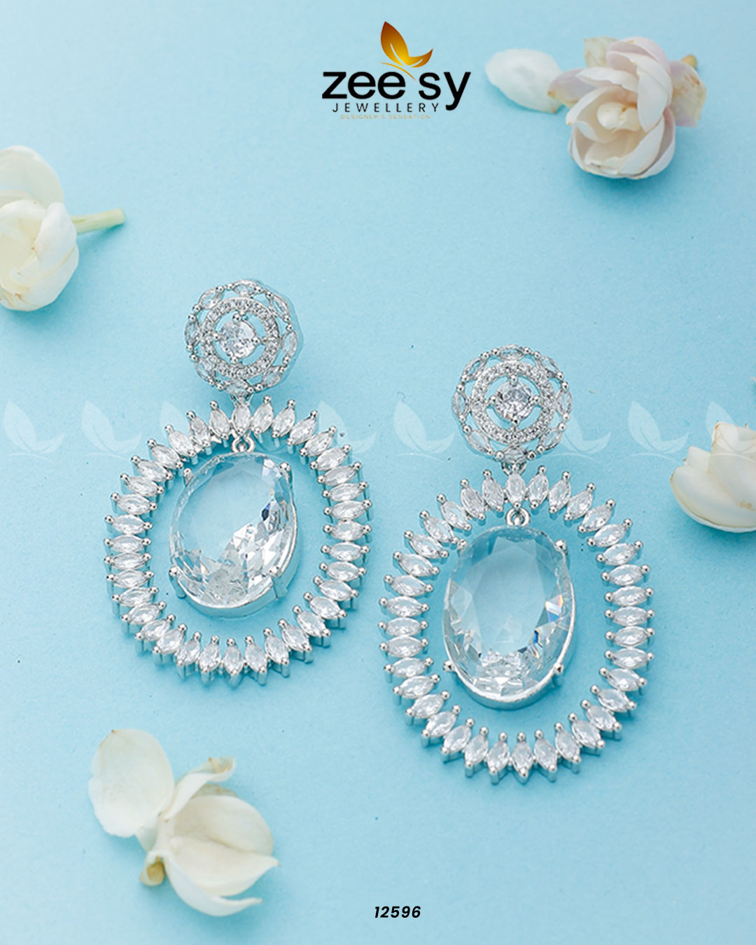 Victorian Earrings Silver White