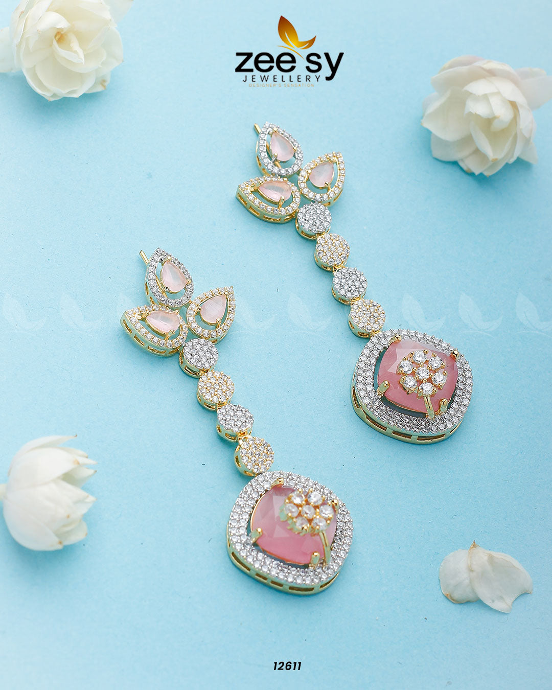 Lunara Earrings Golden Mint Pink