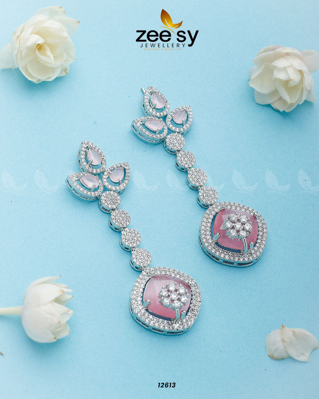 Lunara Earrings Silver Mint Pink