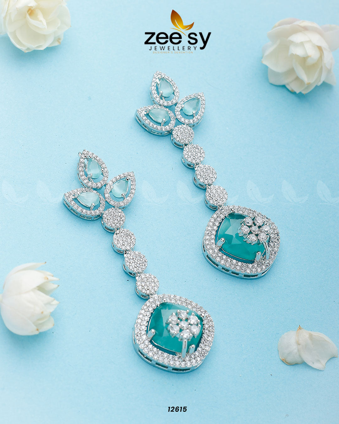 Lunara Earrings Silver Mint Green