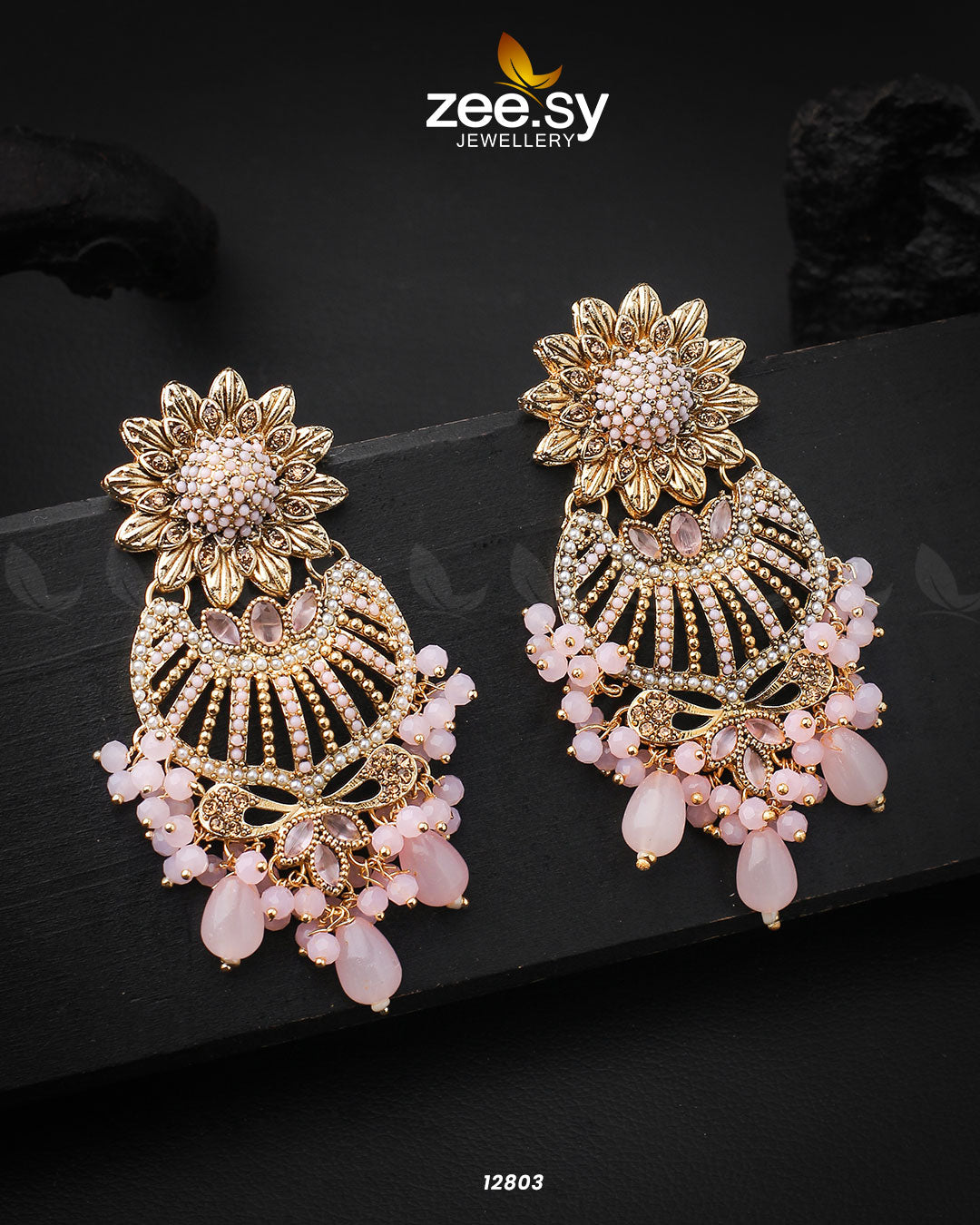 Arri Earrings Golden Mint Pink