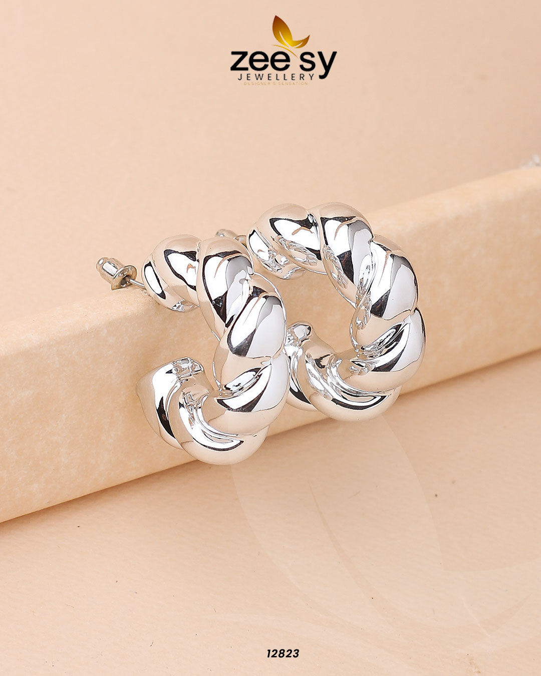 Twisted Hoop Earring Silver