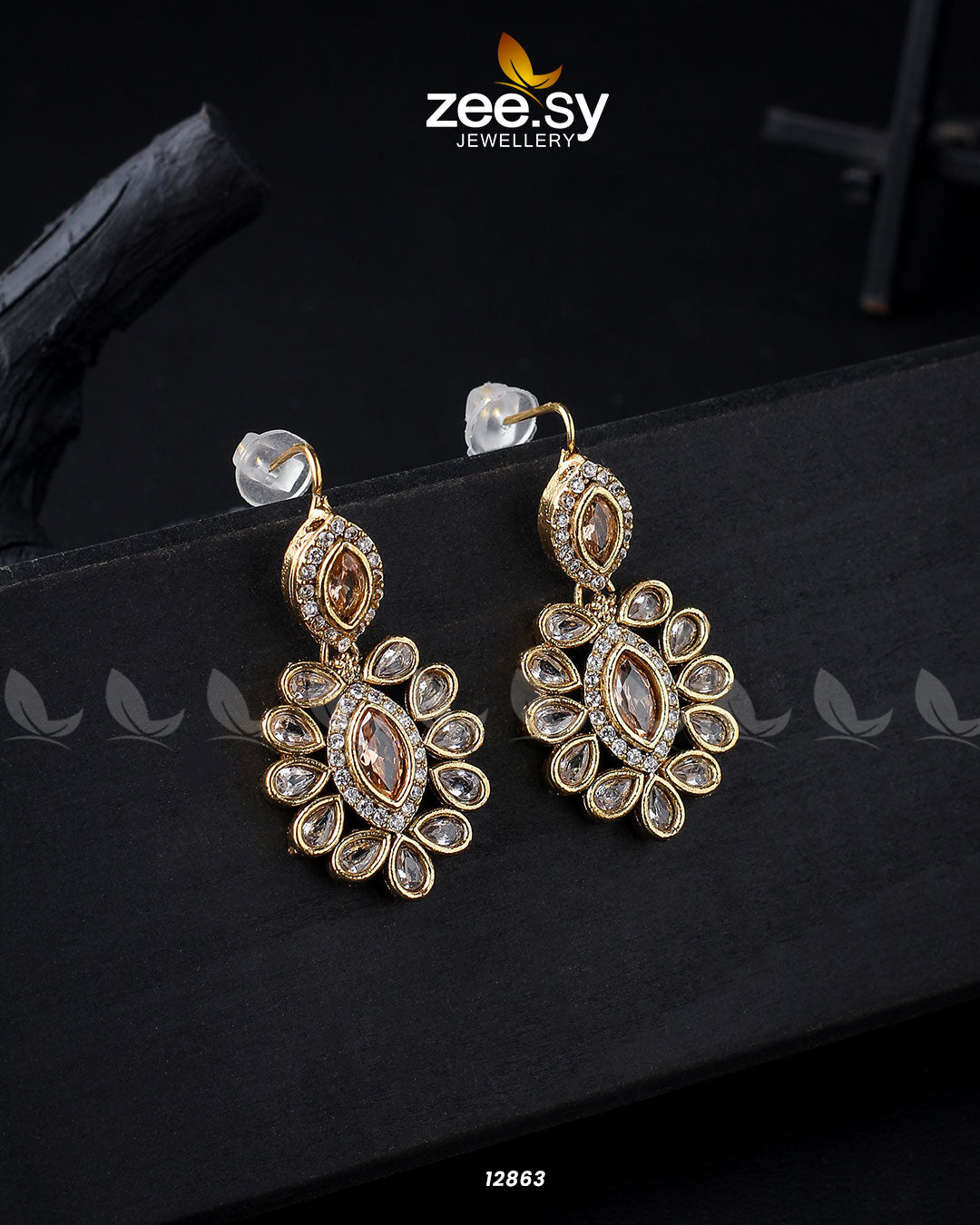 Petunia Earrings Golden Champagne