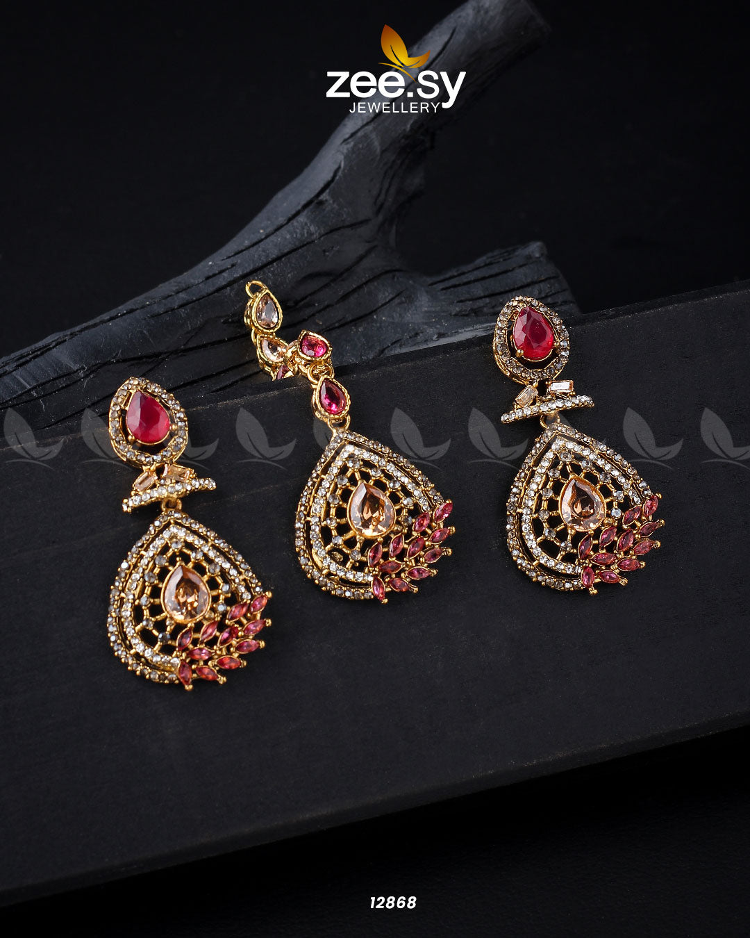 Plumeria Earrings Golden Champagne Rubi