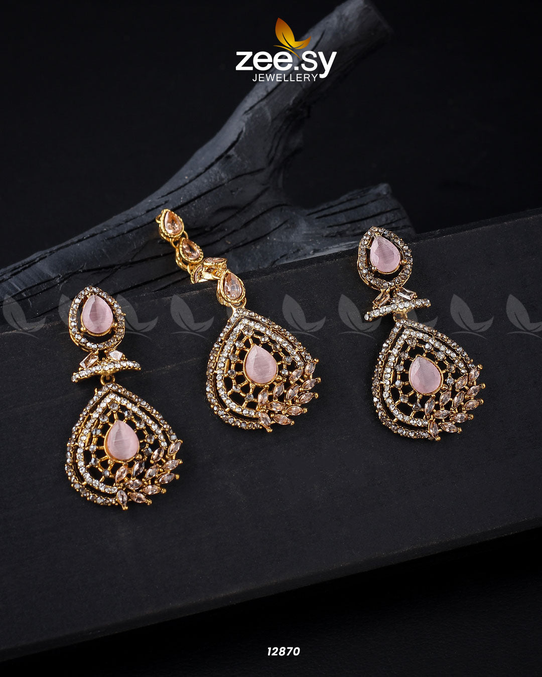 Plumeria Earrings Golden Mint Pink Champagne